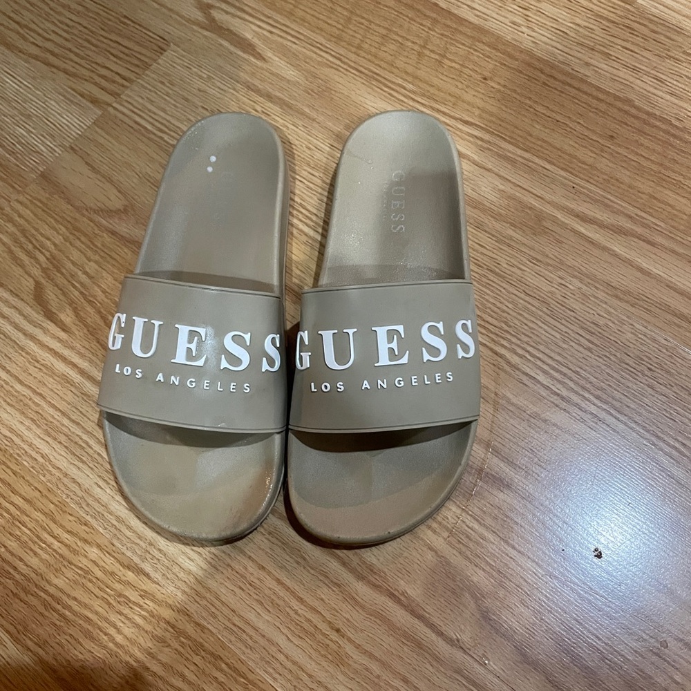 Guess Tan Slide Sandals